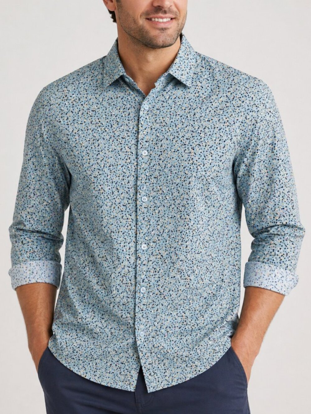 INC International Concepts Men’s Button Down Shirt Blue Print Small & XSmall NEW